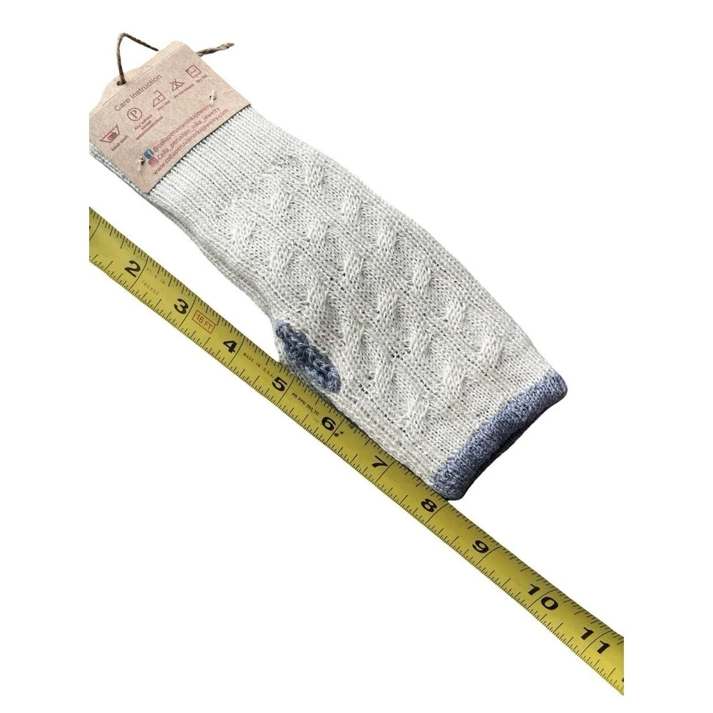 Colla 100% Baby Alpaca Reversible Mittens Peru Cable Knit Ivory Gray NWT